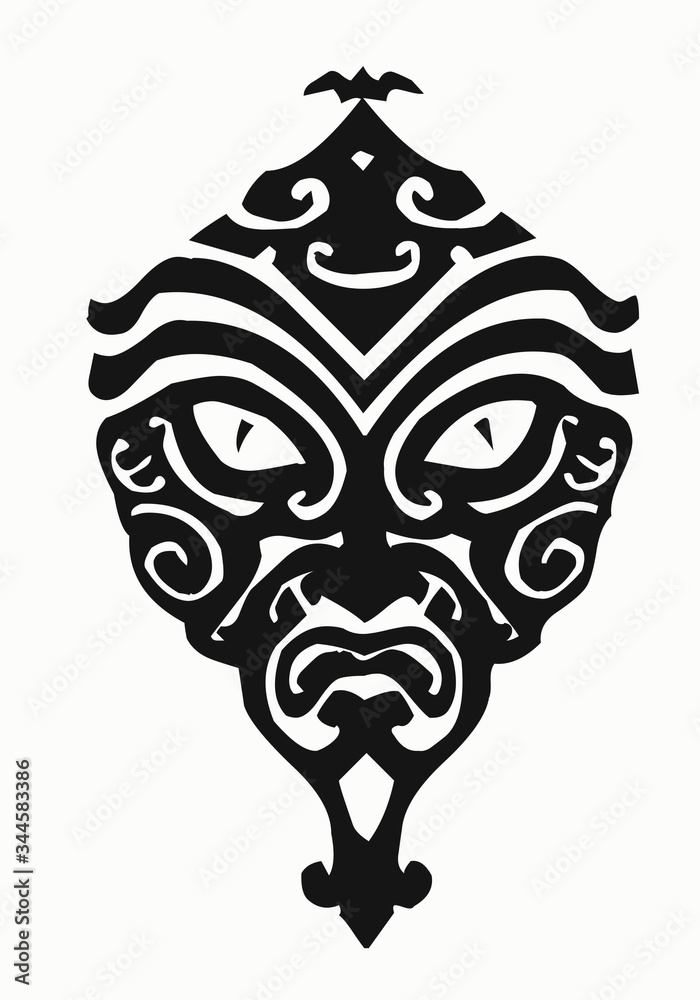 Tatoo mask tribal illustration balck and white