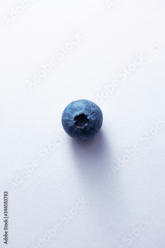 one blueberry on a white background