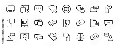 Simple set of message line vector line icons. contains icons such as conversation, SMS, notifications, group chat, and more. Editable stroke. 48x48 pixels perfect, white background