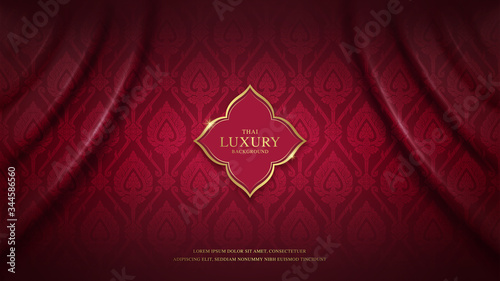 Thai art luxury banner, background pattern decoration for printing, flyers, poster, web, banner, brochure and card concept vector illustration