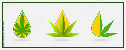 Creative logo designs for CBD, hemp oil, marijuana or cannabis based products, businesses, organization. Vector illustration.