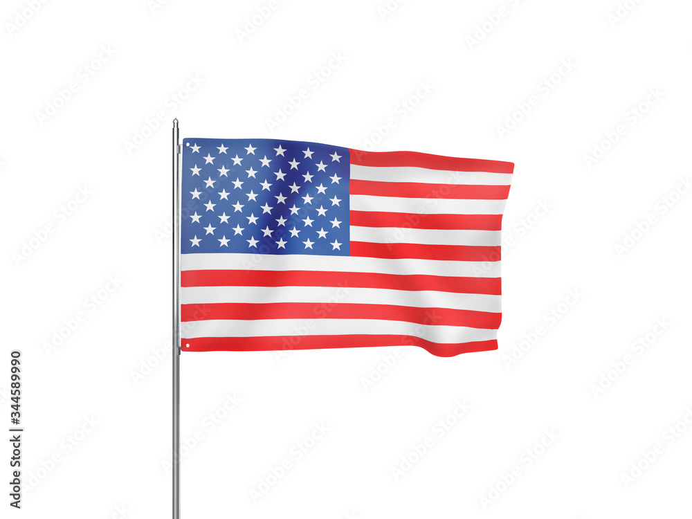 Fototapeta premium United States flag waving white background 3D illustration