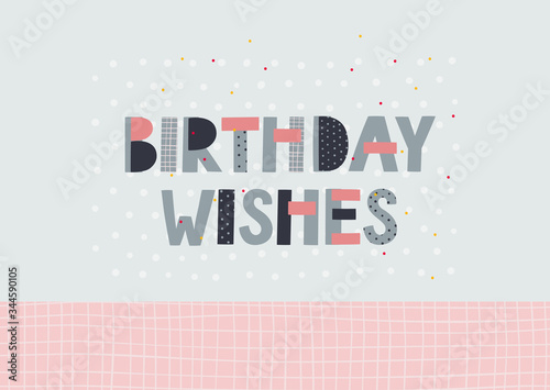 Birthday wishes celebrate lettering postcard