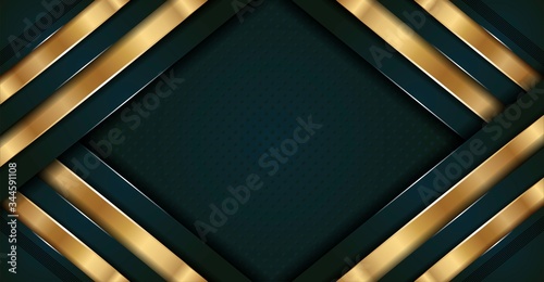 abstract dark green luxury with golden line design