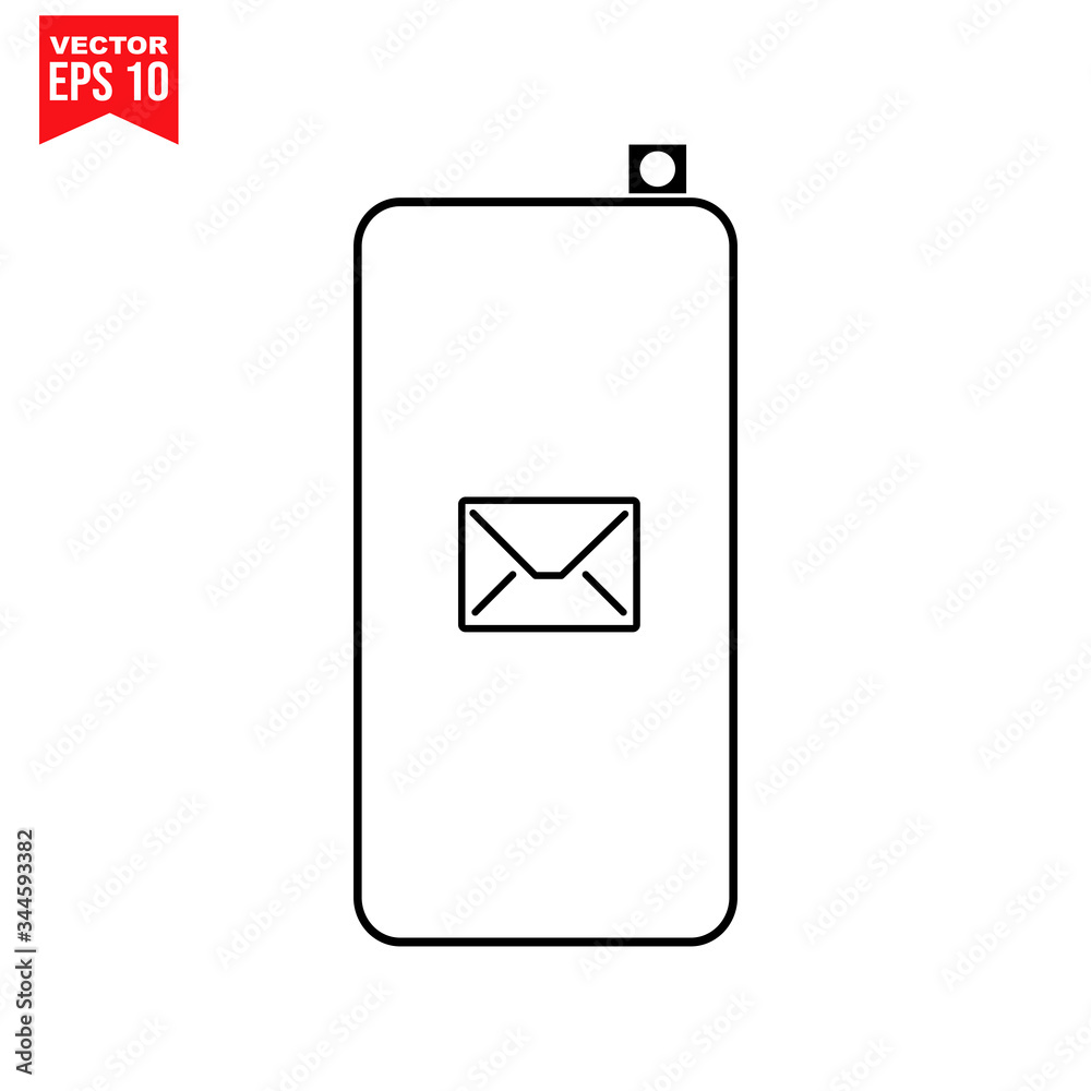 mobile phone with message email icon Icon symbol Flat vector illustration for graphic and web design. mobile phone with message email icon Icon symbol Flat vector illustration for graphic and web design.