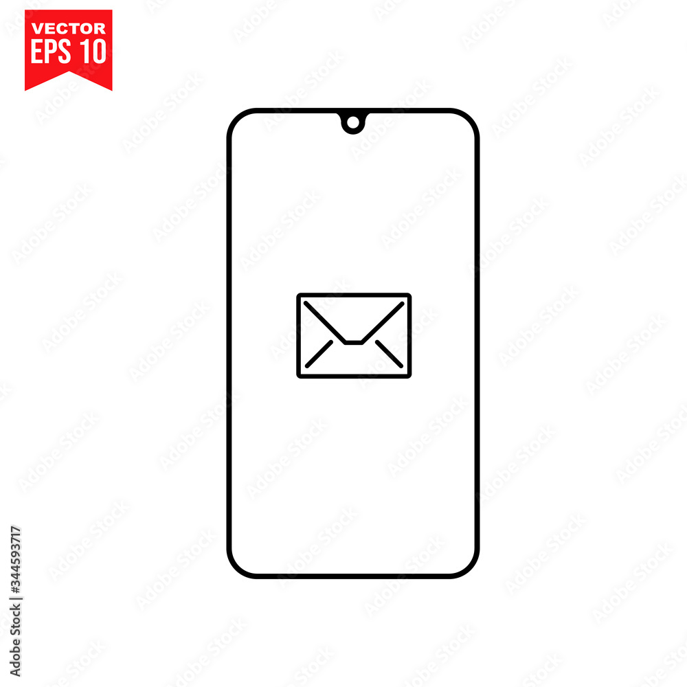 mobile phone with message email icon Icon symbol Flat vector illustration for graphic and web design. mobile phone with message email icon Icon symbol Flat vector illustration for graphic and web design.