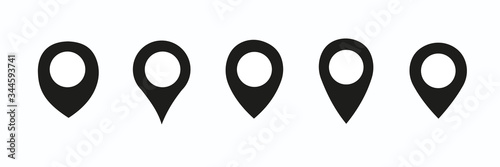 Location pin icon. Map pin place marker. Location icon. Map marker pointer icon set. GPS location symbol collection. Flat vector illustration. photo