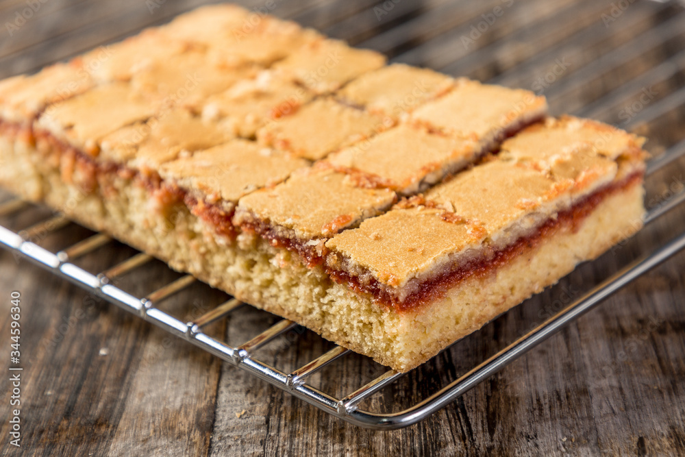 Quince mini sweet cake cut into squares ready to eat Quince mini sweet cake cut into squares ready to eat