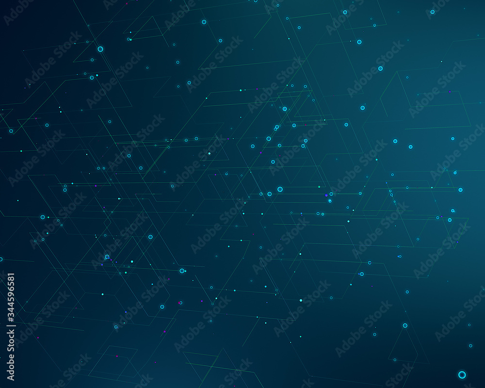 Network technology concept abstract background. blue spheres Network technology concept abstract background. blue spheres