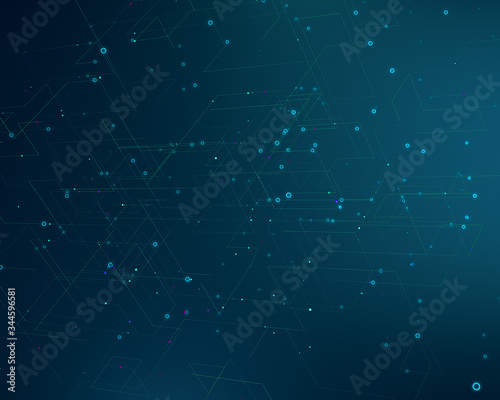 Network technology concept abstract background. blue spheres