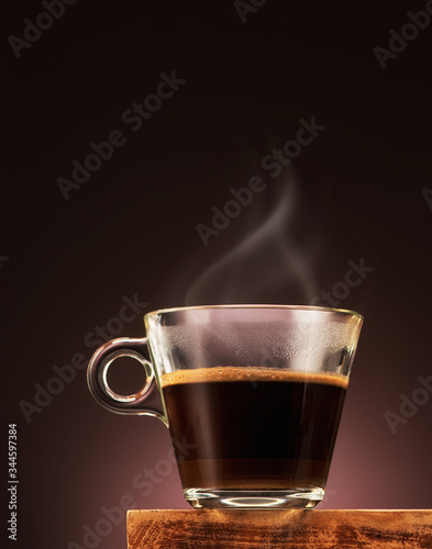 Cup expresso coffee with steam 