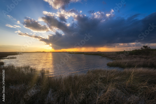 Fototapeta Naklejka Na Ścianę i Meble -  Beautiful sunset at Back Bay National Wildlife Refuge in Virginia