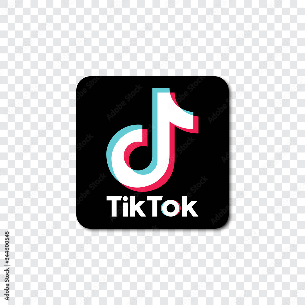 Tik Tok logo with shadow on a transparent background Stock Vector | Adobe  Stock
