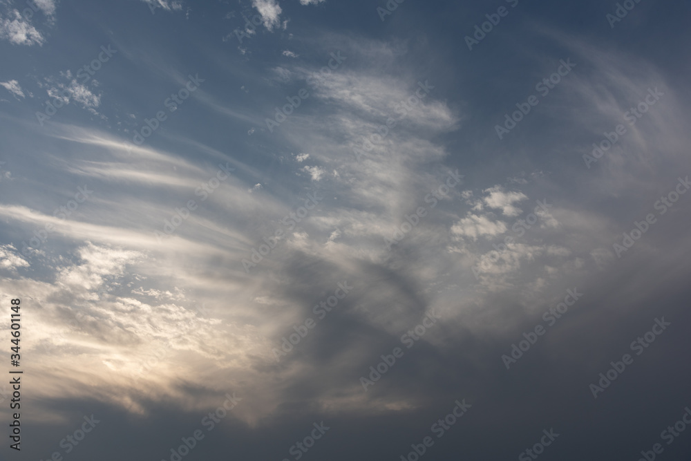 Sunset blue sky cirrus cloud landscape