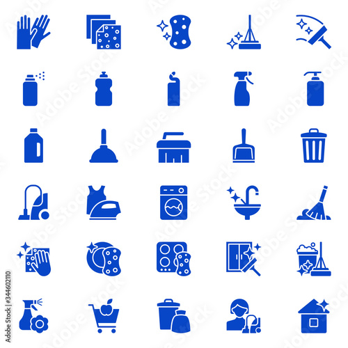 Set of home cleaning service, agents and tools icons. Vector illustration
