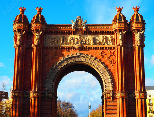 View of the Arc de Triomf in the city of Barcelona, Spain photo