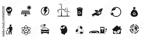 Power energy icon set,  alternative energy symbol, vector illustration
