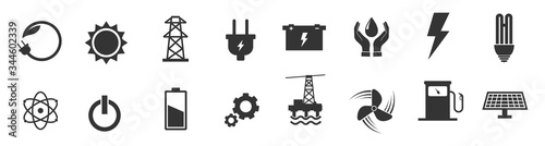 Power energy icon set,  alternative energy symbol, vector illustration