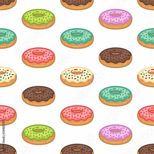 pattern seamless of donut in style flat, line, modern design. - vector illustration