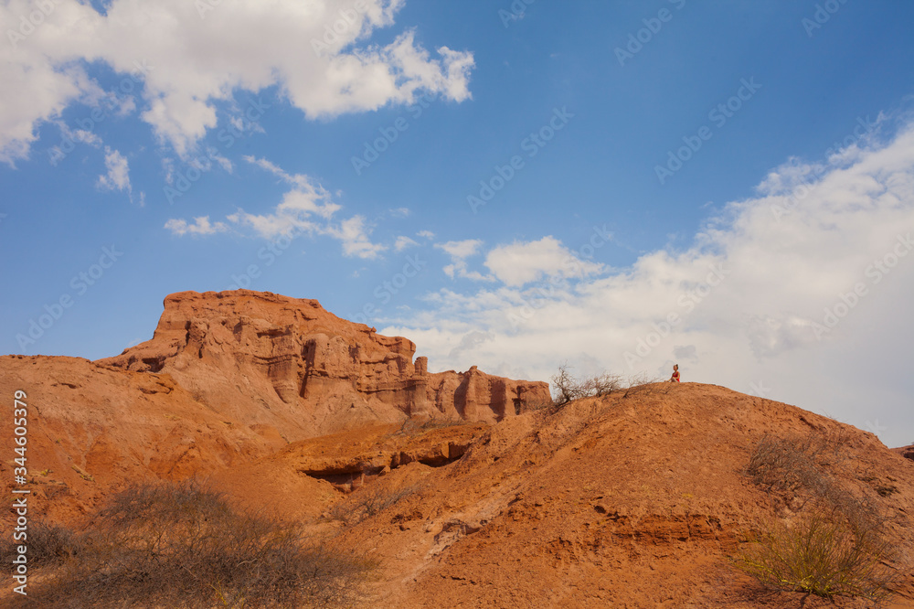 Cafayate, province of Salta, Argentina. Arid and dry rocky landscape of red earth.