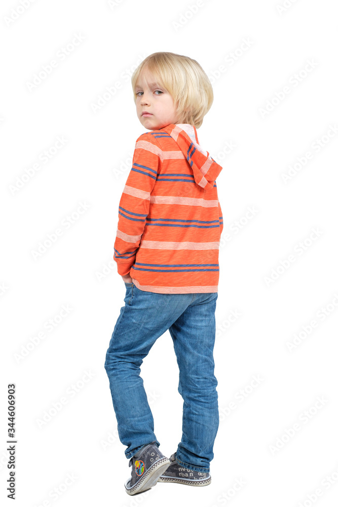 Full body boy fashion model posing in studio isolated on white Full body boy fashion model posing in studio isolated on white