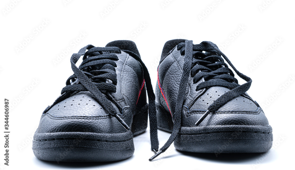The Cool Black Men's sneakers To wear for travelling outdoor and Do not tie sneakers white background or isolated