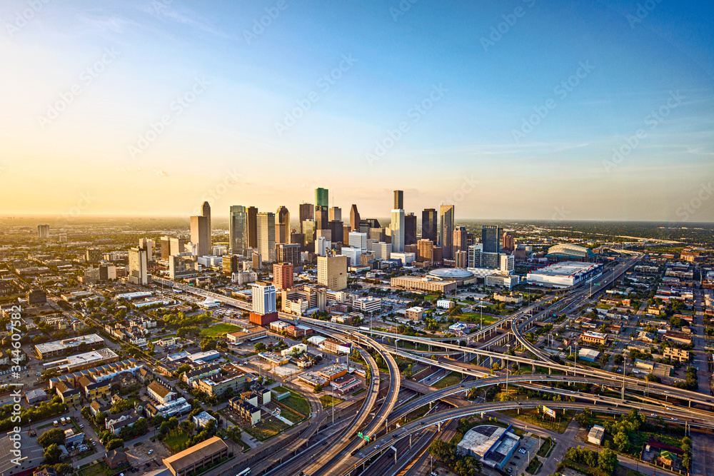 Aerial of Houston skyline - obrazy, fototapety, plakaty 