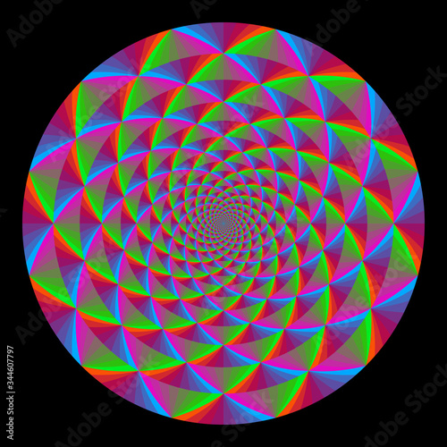 colored circles with optical illusion effect. psychedelic shapes and color