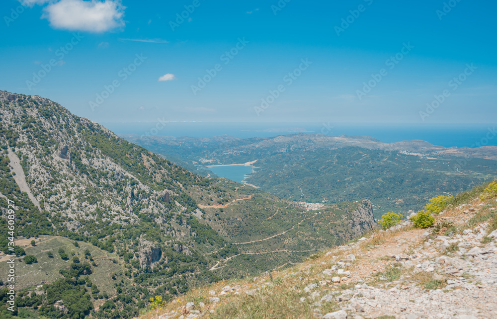 mountain view of the sea and lake