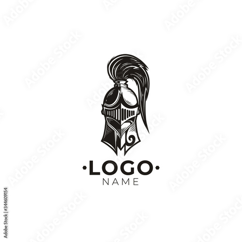 Diseño de logotipo creativo de casco de caballero  con Icon Vector