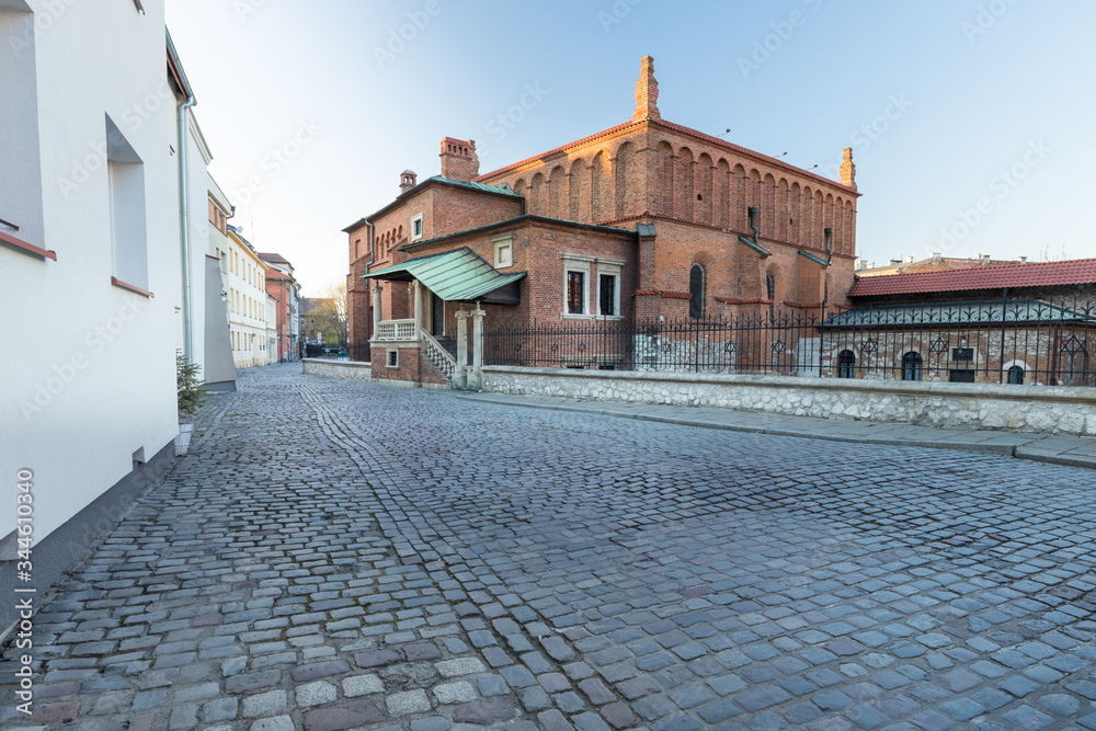 Historical architecture of the former Jewish district of Kazimierz in Krakow / Poland