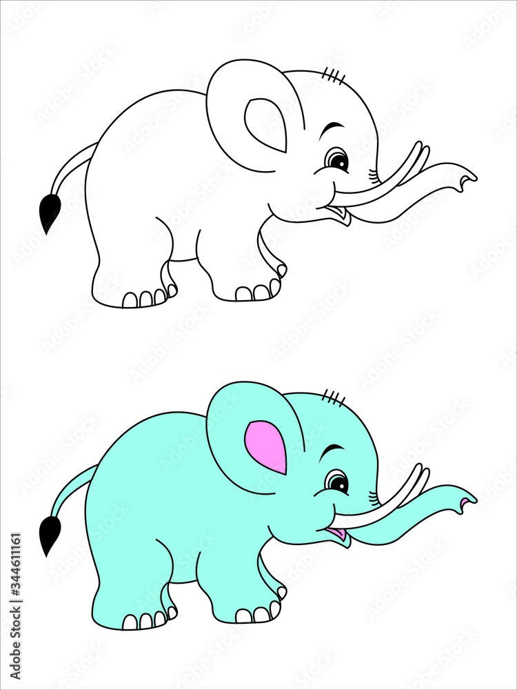 Vector illustration of baby elephant cartoon,Very Cute baby elephant standing.Outlined for coloring baby elephant vector image. Vector illustration of baby elephant cartoon,Very Cute baby elephant standing.Outlined for coloring baby elephant vector image.
