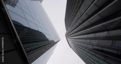 Looking up between buildings, Empty London during the coronavirus lockdown, A lonely city curing the pandemic