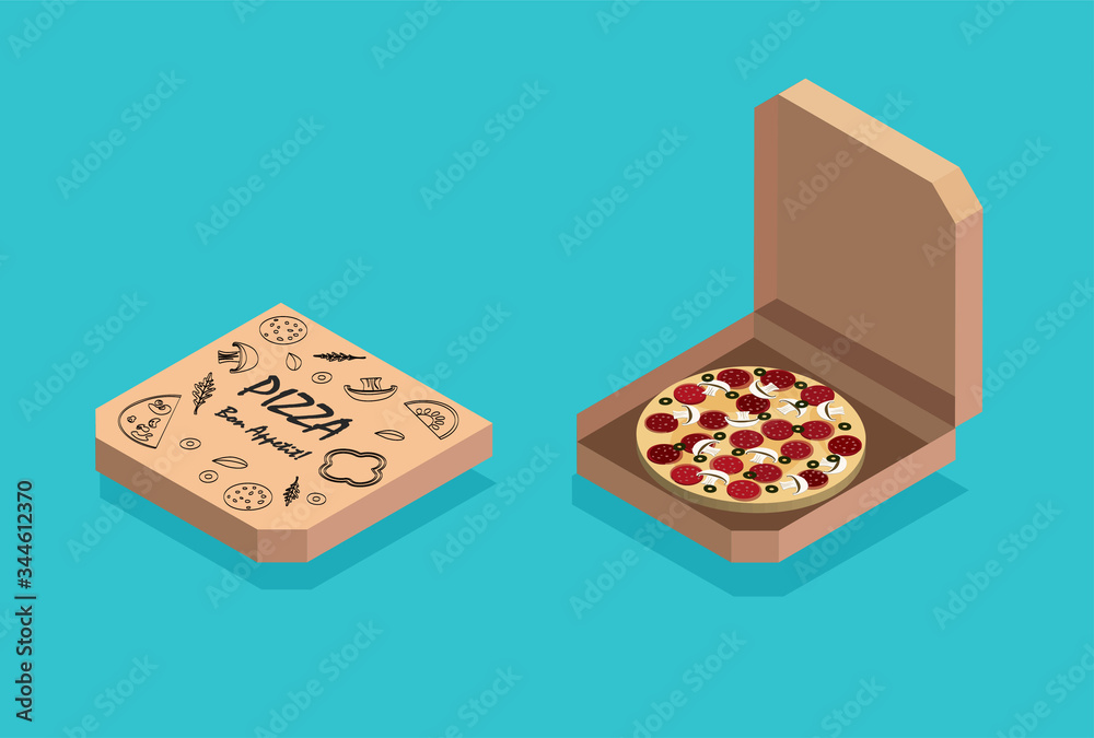 Stock Vector Design Of Boxes For Pizza Stock Illustration