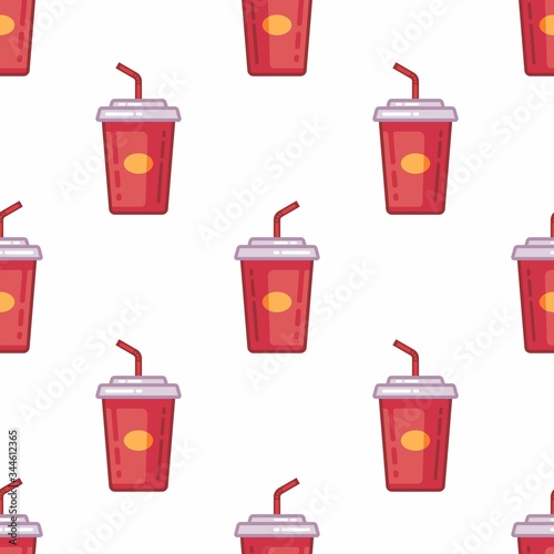 pattern seamless of soft drink in style flat, line, modern design. - vector illustration
