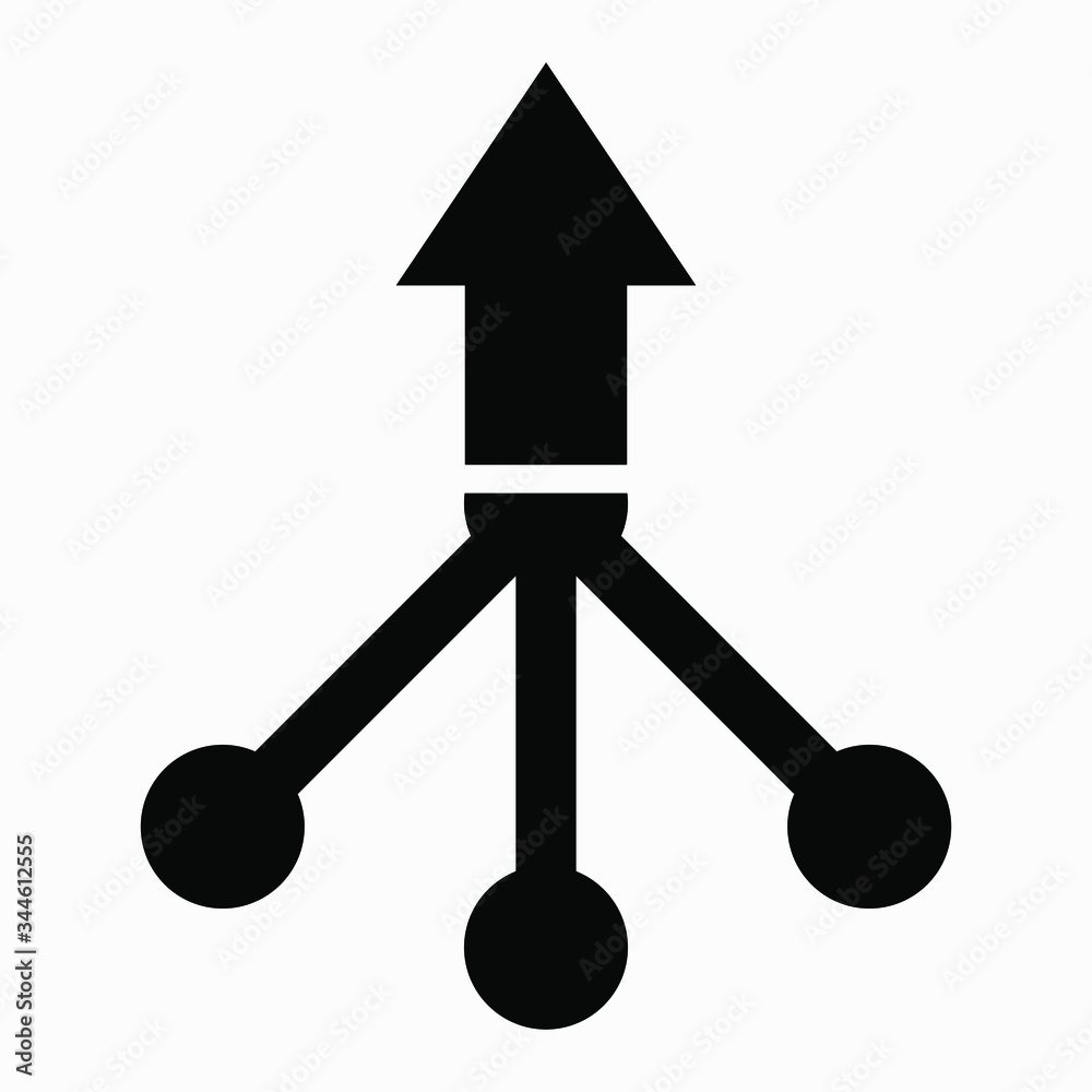 Geometric shape icon - arrow with balls. Illustration of network connection. Vector icon. Geometric shape icon - arrow with balls. Illustration of network connection. Vector icon.