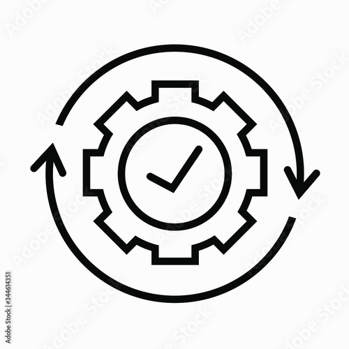 Check mark in gear. Commercial line vector icon for websites and mobile minimalistic flat design.