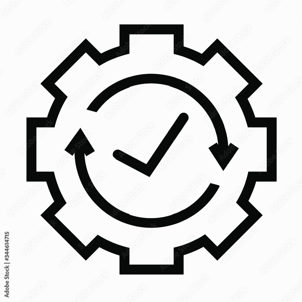 Clear settings icon with ok button. Vector icon. Clear settings icon with ok button. Vector icon.