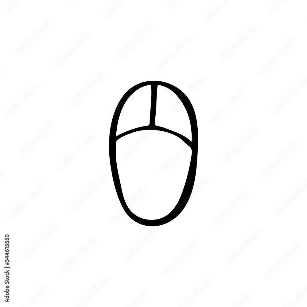 Black and white doodle computer mouse. Hand-drawn image for websites, banners, cards, designers. Black and white doodle computer mouse. Hand-drawn image for websites, banners, cards, designers.