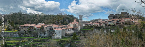 Panoramic view of Rupit beautiful town in the province of Barcelona.