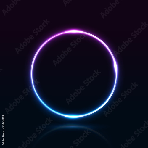 Neon abstract round. Glowing frame.