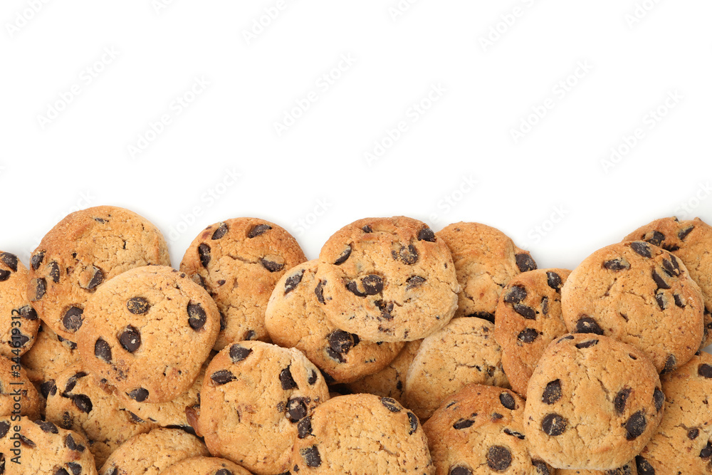 Frame of chocolate chip cookies isolated on white background Frame of chocolate chip cookies isolated on white background