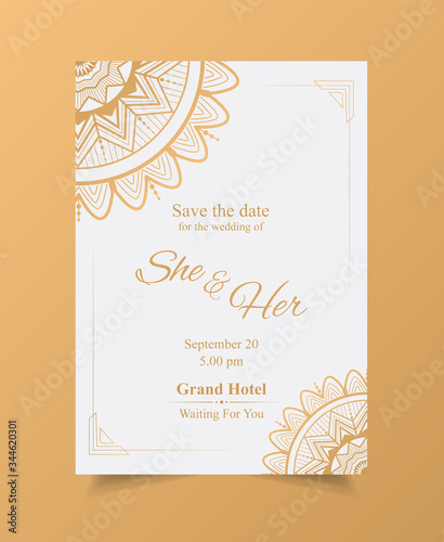 Vector luxury mandala wedding invitation Card with floral background