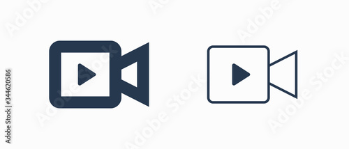 Play video line vector minimalistic icon. Movie symbol. Multimedia camera silhouette icon for web design. Player film flat icon for app design. Media social sign minimal flat linear icons