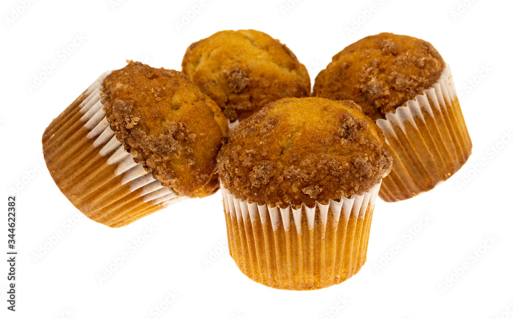 Banana Streusel muffins on a white background Banana Streusel muffins on a white background