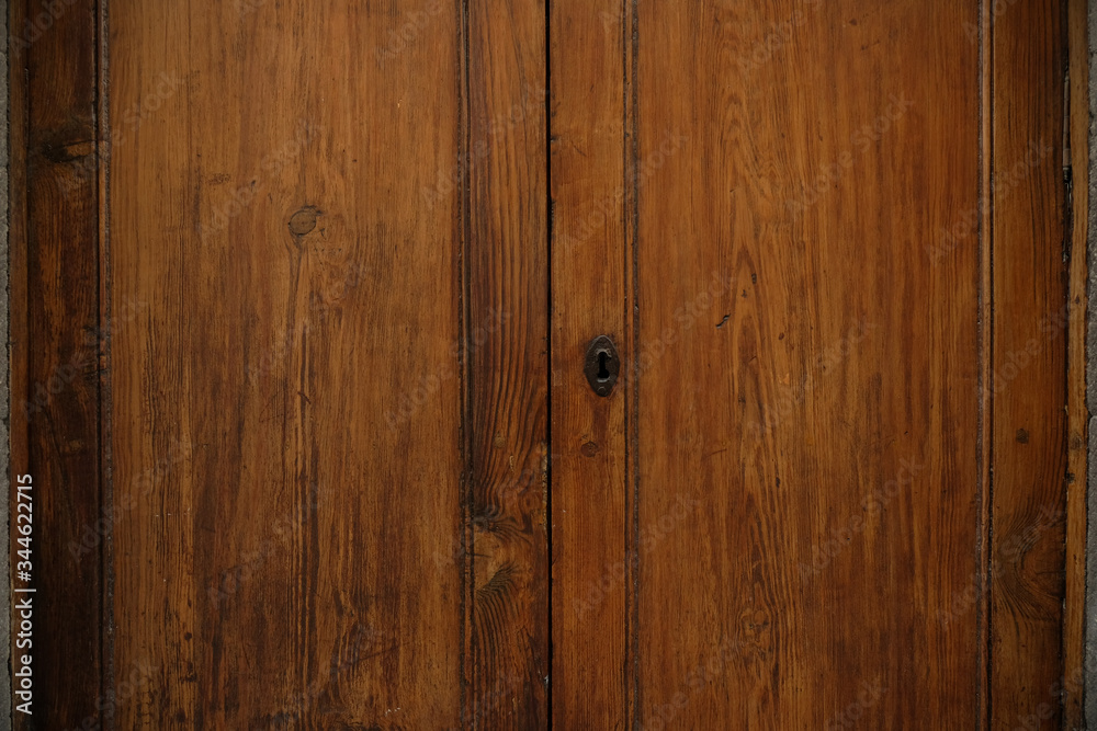 Simple wooden wardrobe door with a keyhole. Simple wooden wardrobe door with a keyhole.