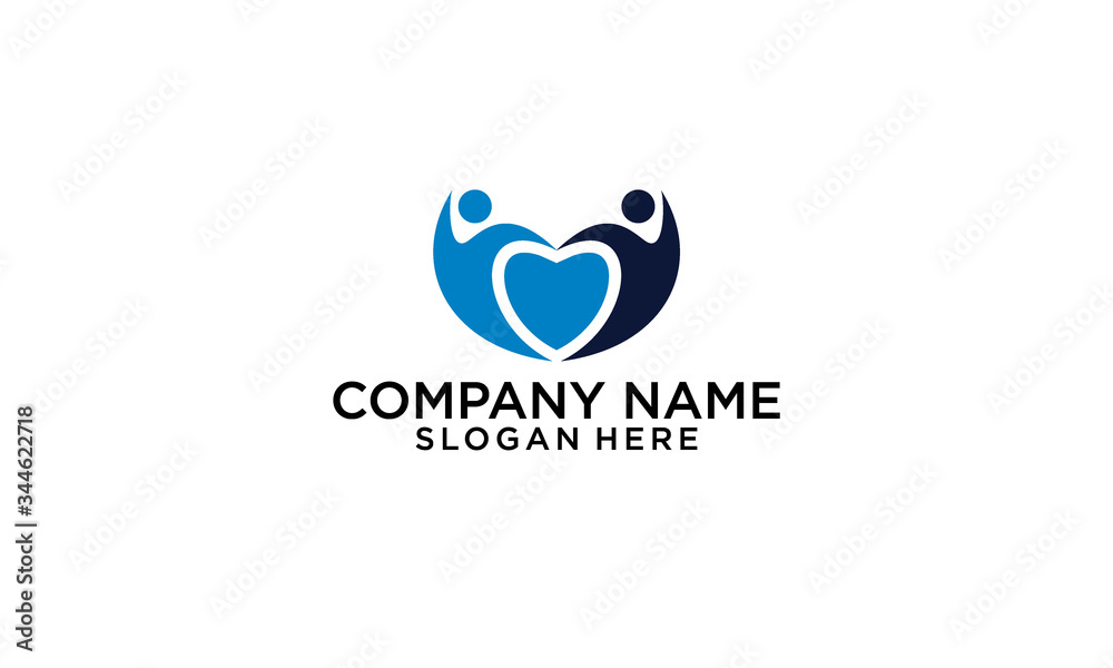 combination love and people logo design