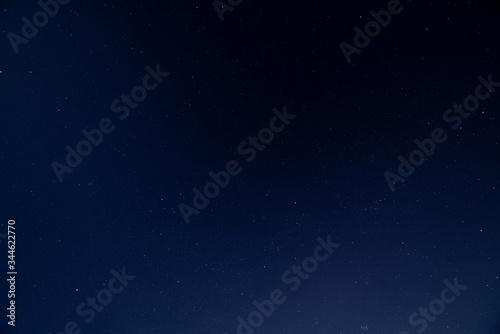 Dark blue sky on a starry night. Wide angle shot on a clear night.