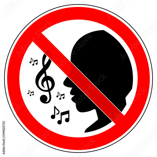 srr571 SignRoundRed - Einschränkung german: Singen / gesang verboten. - english: prohibition sign. - restriction - ban on singing. - red xxl g9555