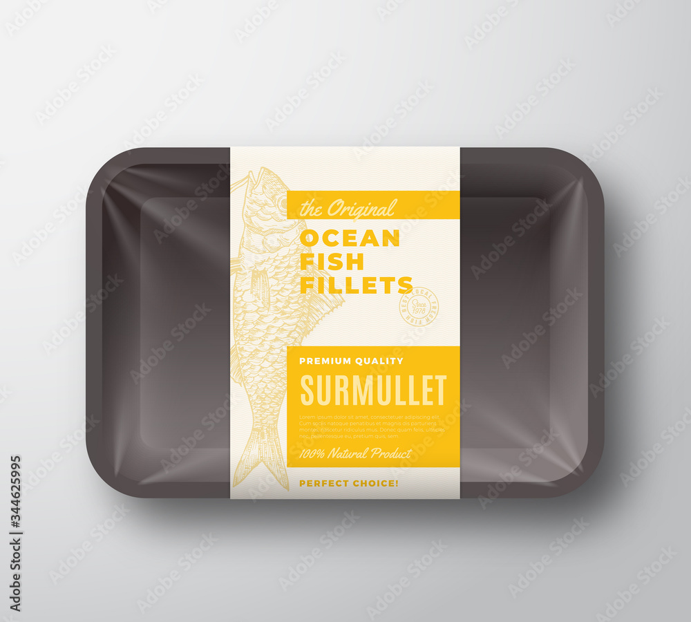 The Original Fish Fillets Abstract Vector Packaging Design Label on ...